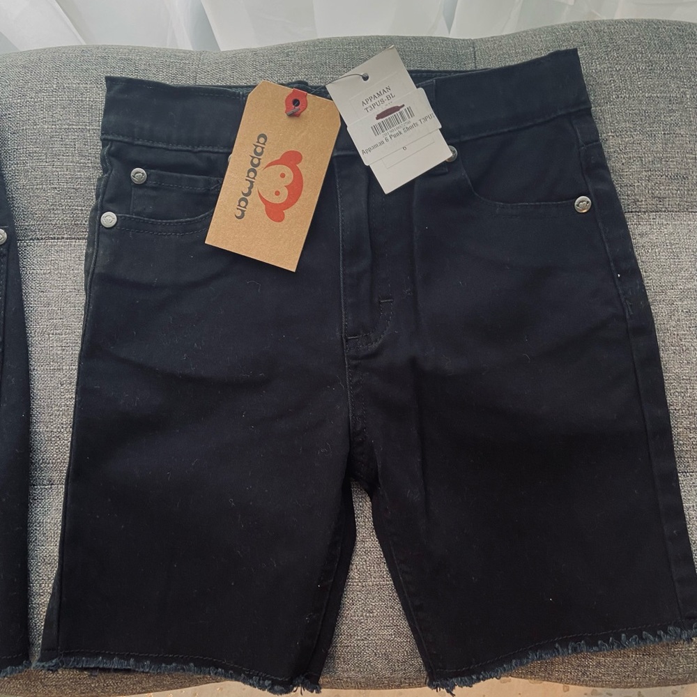 Appaman black jeans shorts Kids size 6 NWT 2 pairs - twins